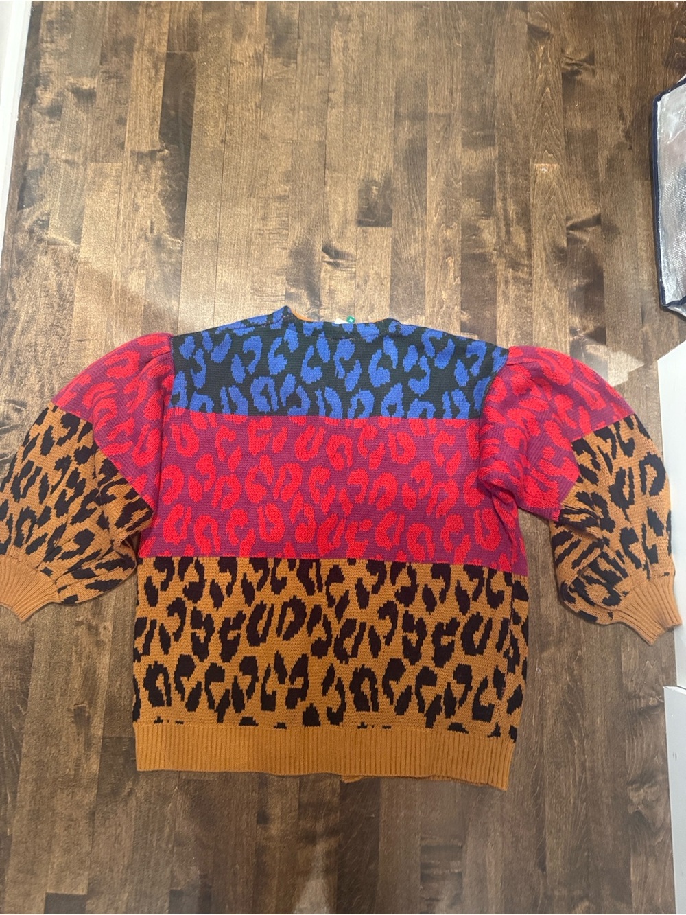 Farm Rio Colorblock Leopard Print Knit Cardigan - Multicolor - Picture 3 of 3